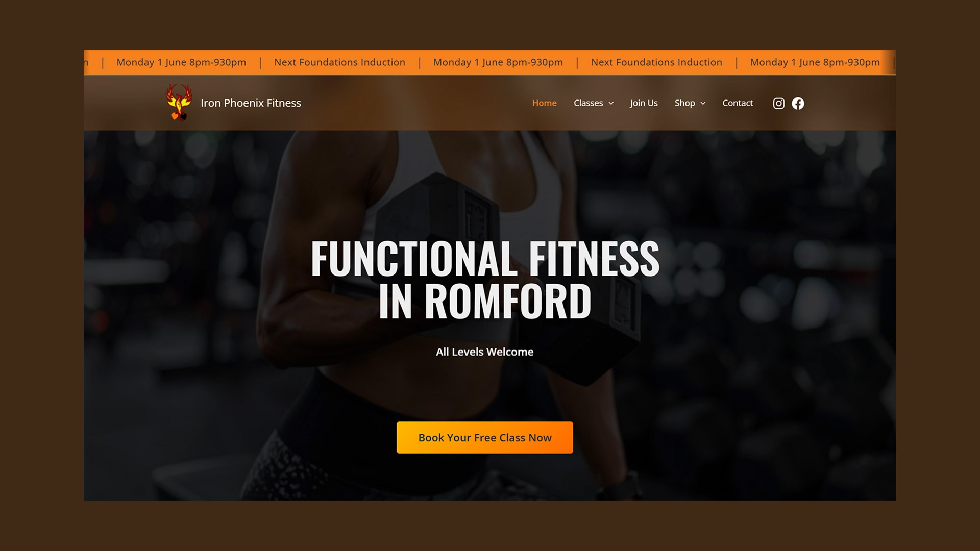 Iron Phoenix Fitness redesigned website homepage